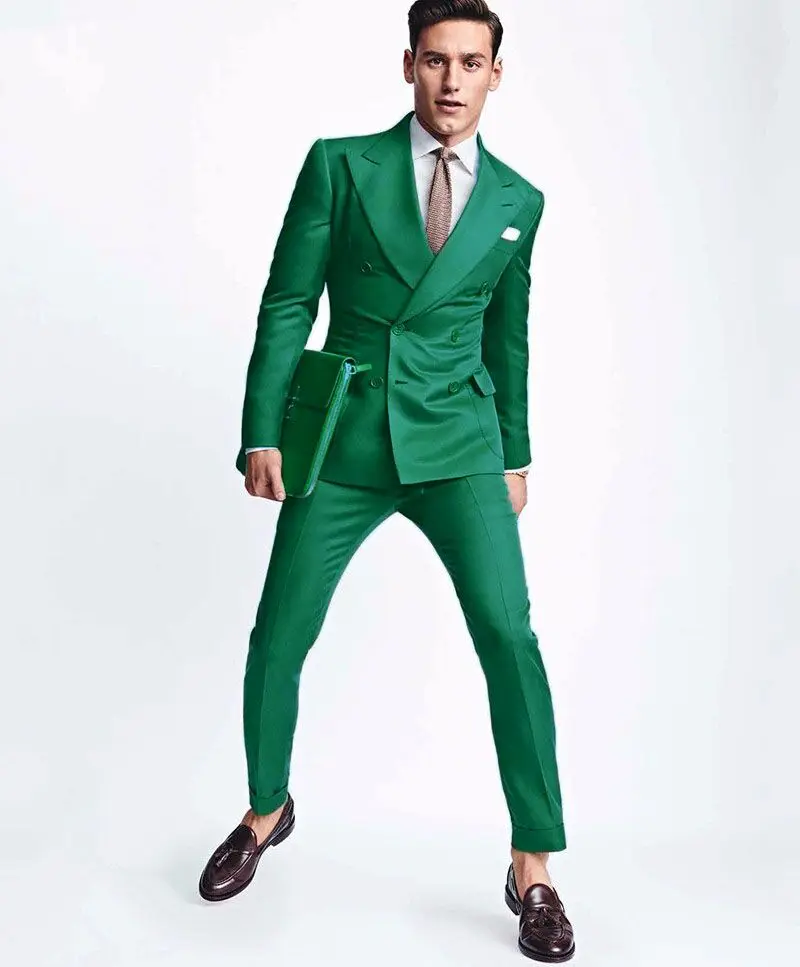 2017 Latest Coat Pant Designs Green Men Wedding Suits Slim Fit 2 Piece ...