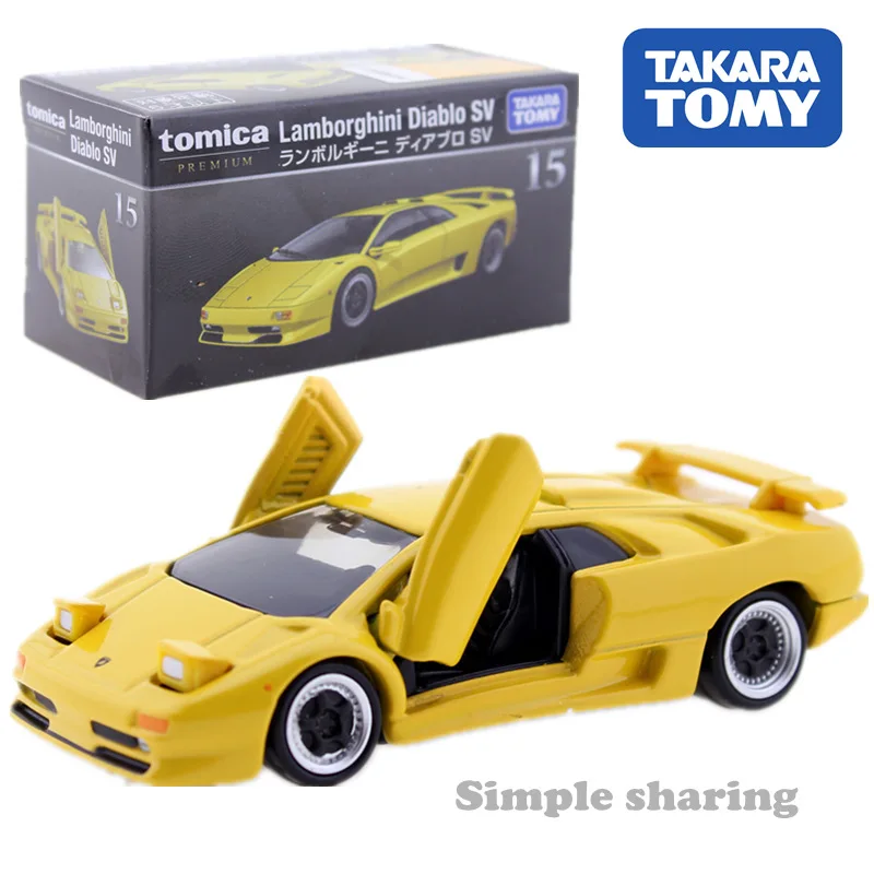 Tomica Премиум № 15 Lamborghini Diablo SV желтый Takara Tomy металлические литая Игрушечная модель автомобиля игрушки для детей коллекционные