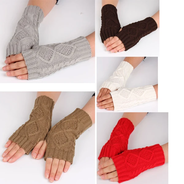 

Winter Unisex Arm Warmer Elbow Long Fingerless Mitten Knitted Soft Gloves