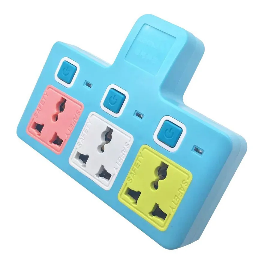 Universal Pink Blue 250V 13A 2USB 5V 2A 1 to 3 UK Wireless Power Strip US EU To UK Multifunction Socket Wall Adaptor Plug Outlet