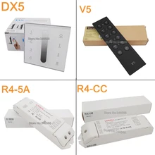 AC110V-240V DX5 Touch Panel Wall Mount 2.4G Wireless 4 Zones LED Dimmer Controller DMX512 Ouput & V5 Remote R4-5A R4-CC Receiver