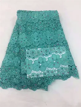 

2018 Latest African Tulle Lace fabric high quality african lace fabric beads Embroidered lace material green women men wedding
