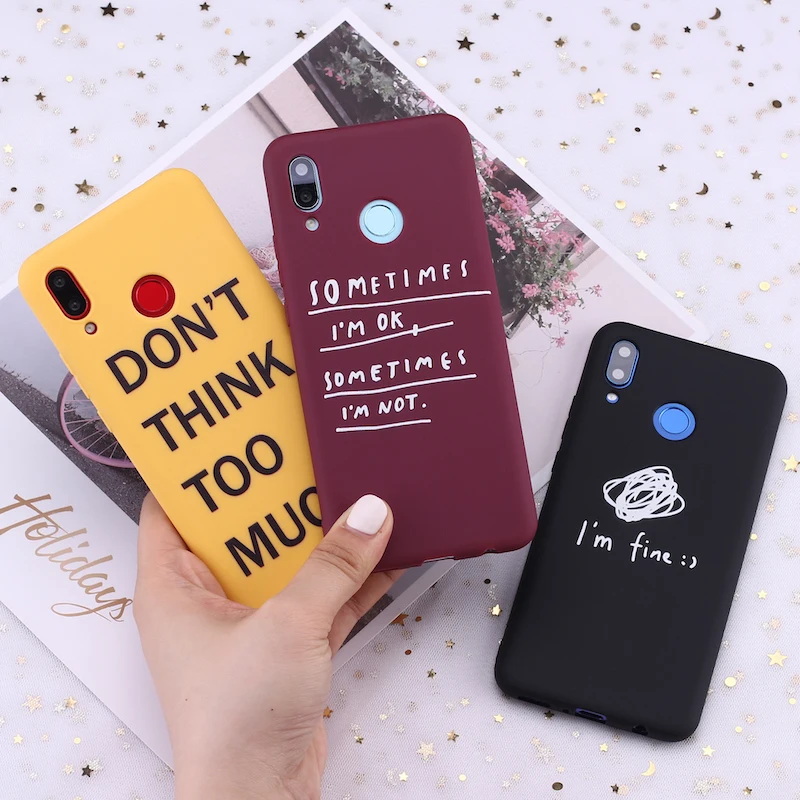 

For Xiaomi Mi Redmi Note 5 6 7 8 9 lite Pro Plus I am Fine Ok Relief Words Candy Silicone Phone Case Cover Capa Fundas Coque
