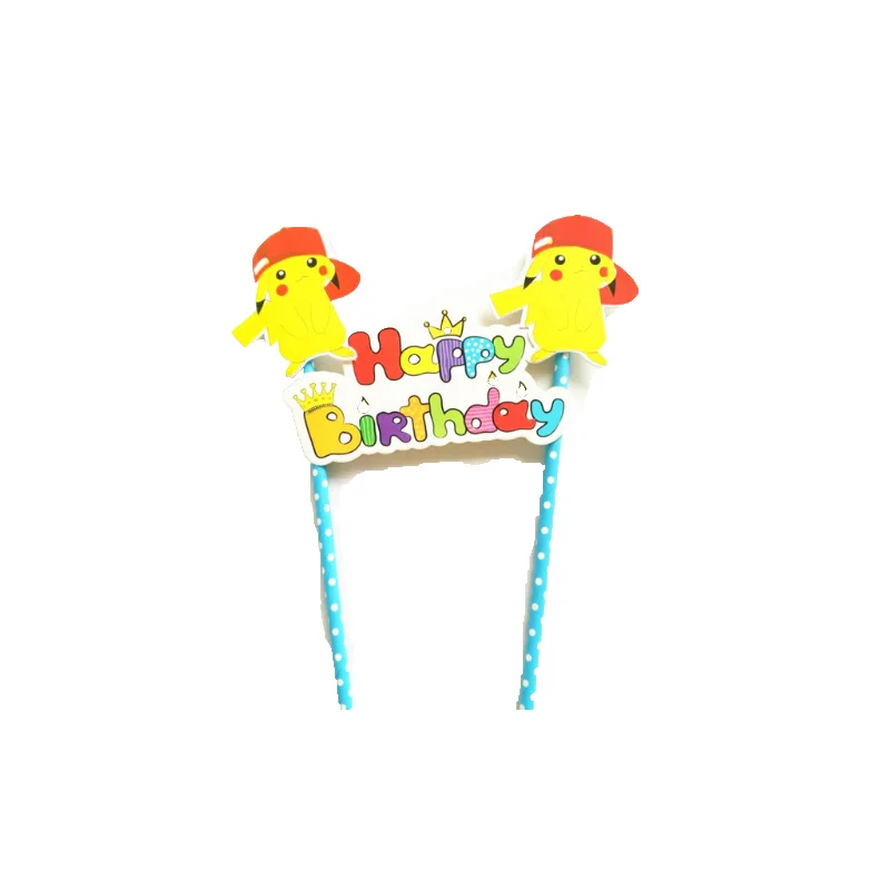 1 компл. Покемон Пикачу Флаг Дети День Рождения украшения торта топперы для торта человек в маске торт комплектовщик Днем Рождения»
