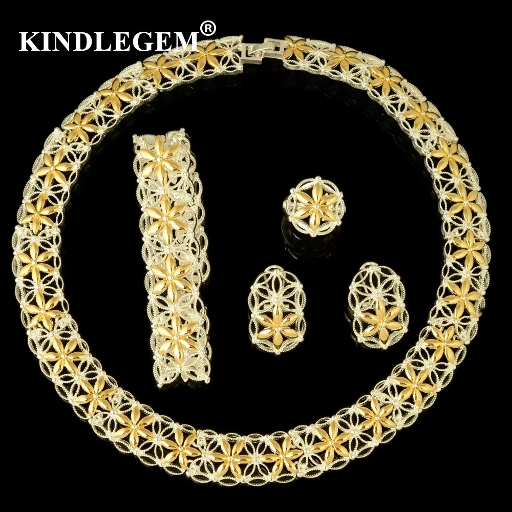 

Kindlegem Brand Fantastic Dubai Ensemble Bijoux Indian Wedding Jewelry Sets 2018 Fashion Silver Gold African Beads For Women