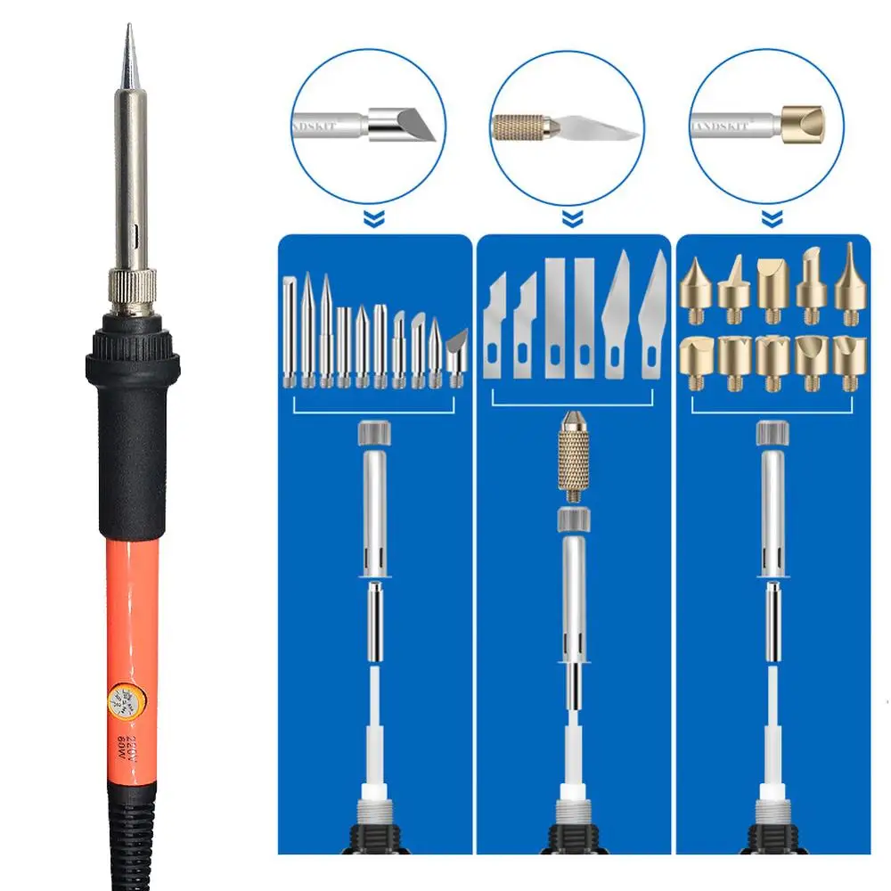 71 шт. набор электрического утюга, профессиональный набор с регулируемой температурой, паяльник с деревянной горелкой, набор ручек для пайки
