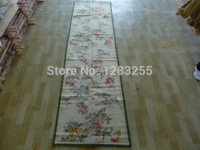 

Handmade French Auburn Pine Foot 100% Wool runner Carpet Woven Vintage Modernism Natural Sheep Wool