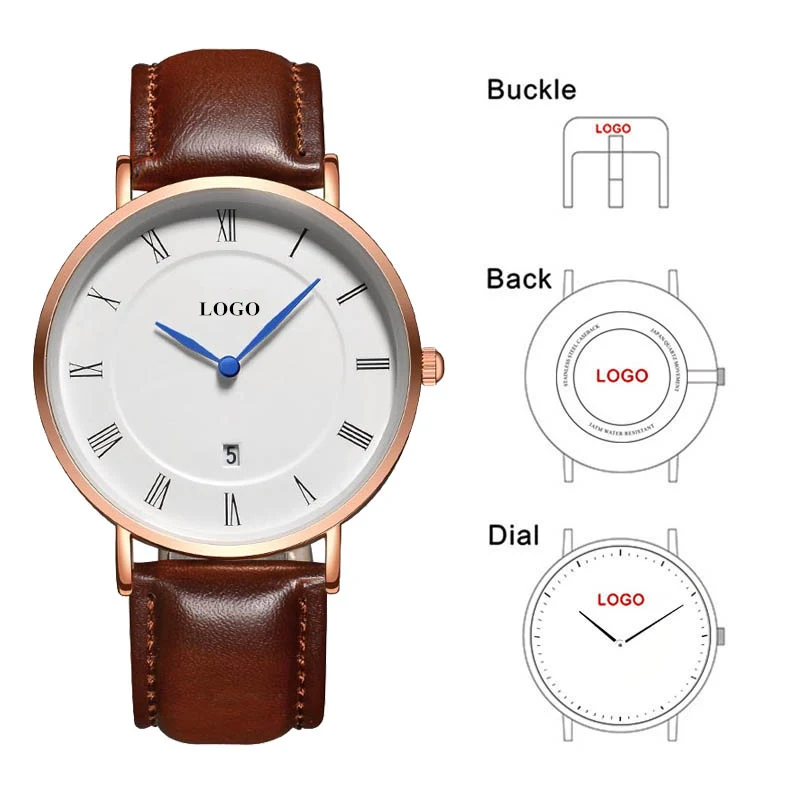 Простые часы для мужчин и женщин фирменные Дизайнерские наручные вашей марки с