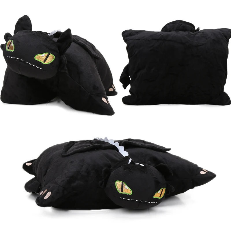 

40*35cm How to Train Your Dragon 3 Plush Toys Pillow Black Toothless Night Fury Dragon Soft Stuffed Animal Doll Toy Cushion