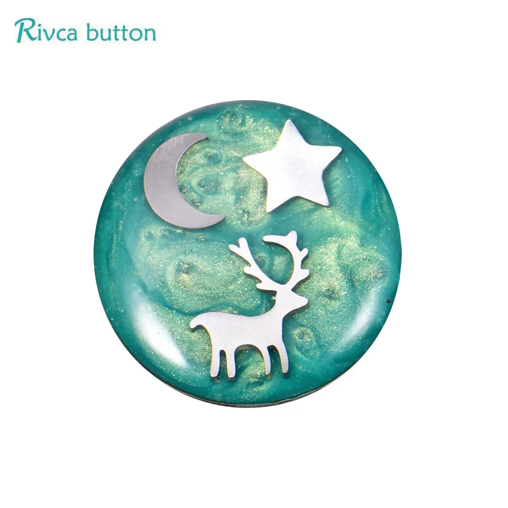 

2018 RIVCA Ginger Moon Star Deer Dreamlike Charms 3pcs/lot Ginger Mirror slippy Surface Snap Buttons Fit 18mm Jewelry For Women