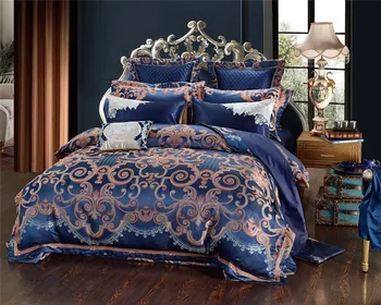

IvaRose 4/6/9 Pcs Luxury Jacquard Wedding Bedding Sets King/Queen Size Bed set silk Cotton Bed Spread Duvet Cover /Pillowcases