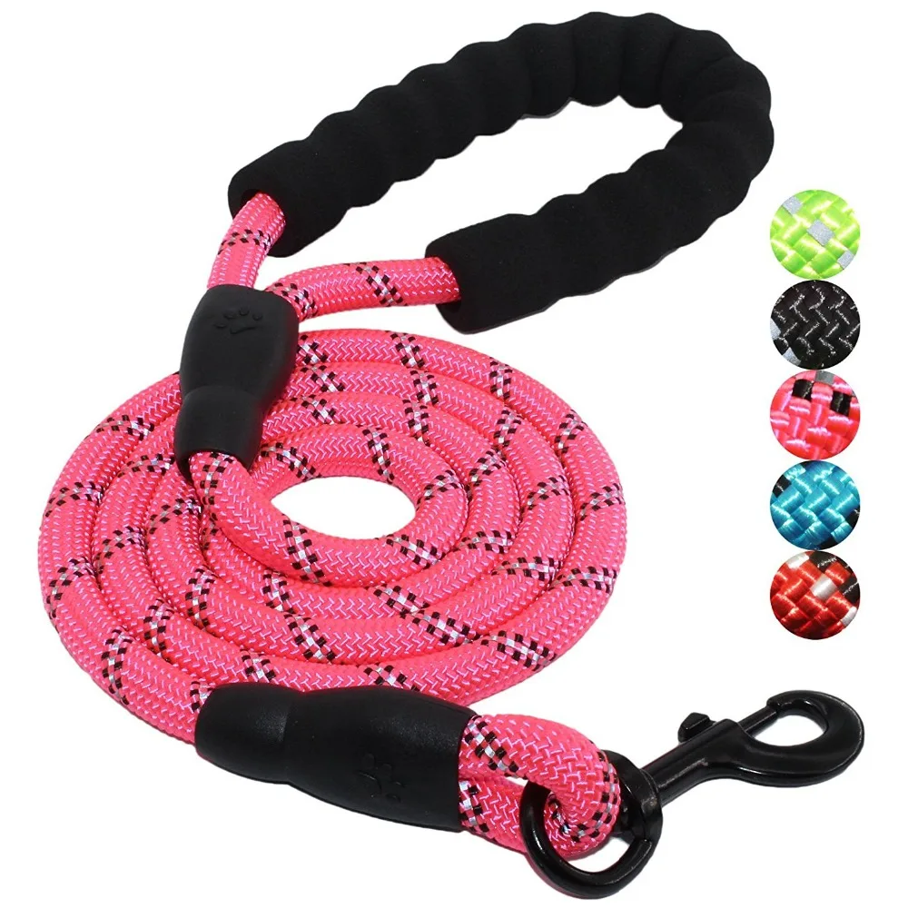 

Pet Reflective Strong Dog Leash 5ft Long with Comfortable Padded Handle, Heavy Duty Training Durable Nylon Rope Leashes
