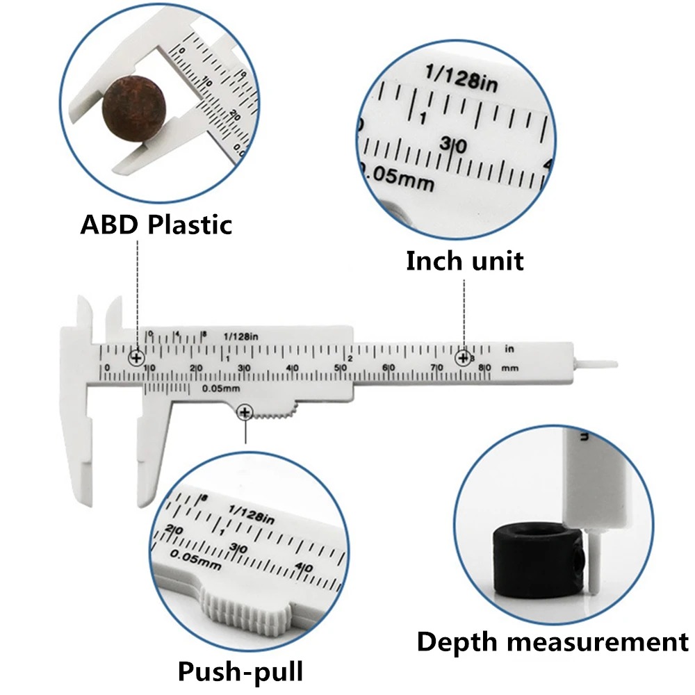 

80mm Mini Plastic Sliding Vernier Caliper Gauge Measure Tool Ruler Micrometer Hand Tool