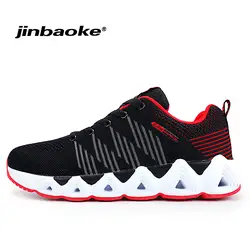 JINBAOKE плоским работает спортивная обувь Для мужчин на шнуровке мужские брендовые кроссовки удобные сетчатые кроссовки бег обувь