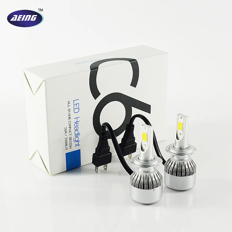 

2pcs DC12-24V 36W H7 Socket Beam Xenon White 6000K Car LED Headlight Conversion Kit COB Lamp Bulb DRL All-In-One