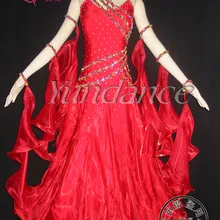 Новые красные платья для бальных танцев со стразами B-0925