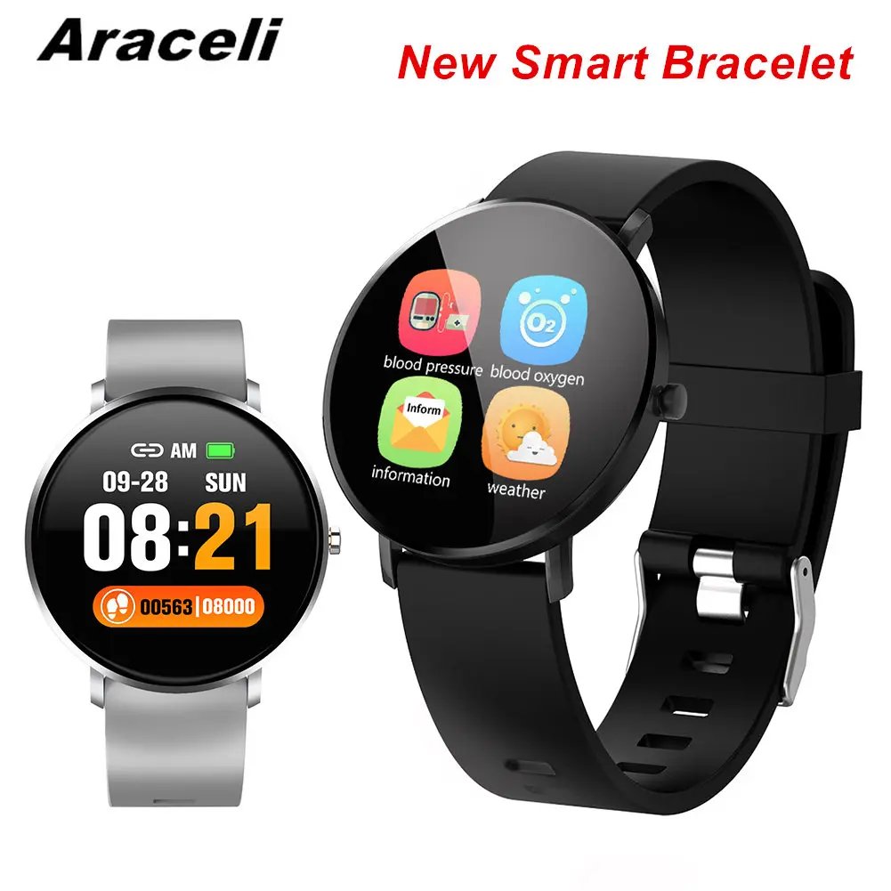 

New Full Screen Touch Smart Bracelet GPS Tracker Heart rate Blood Pressure Monitor Wristband Sport Smart Watch Smart Bracelet Q8