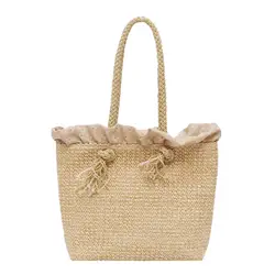 Xiniu Женская пляжная сумка с принтом на шнурке, соломенная сумка, квадратная сумка, пляжная сумка через плечо, известный бренд Borsa a tracolla Да
