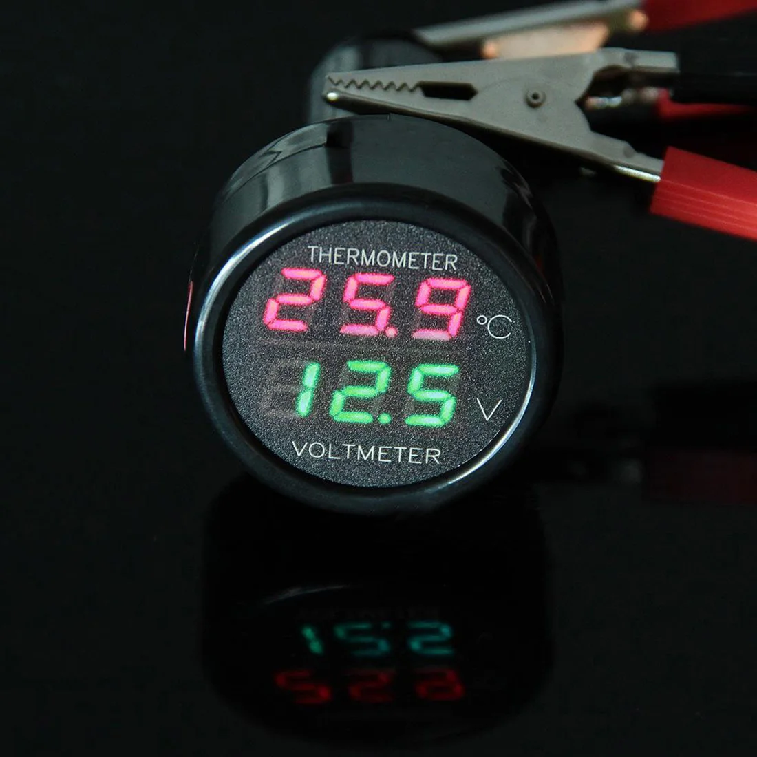 

1pc Red LED Car Cigarette Lighter Digital Voltmeter Thermometer Applies to 12/24V Universal Car SUV Truck Voltage Meter