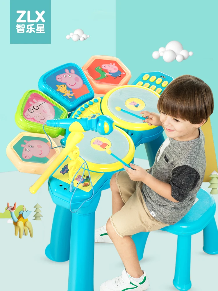 

Knocking drum children drum electronic drum jazz drum large with microphone musical instrument beginner toy music gift