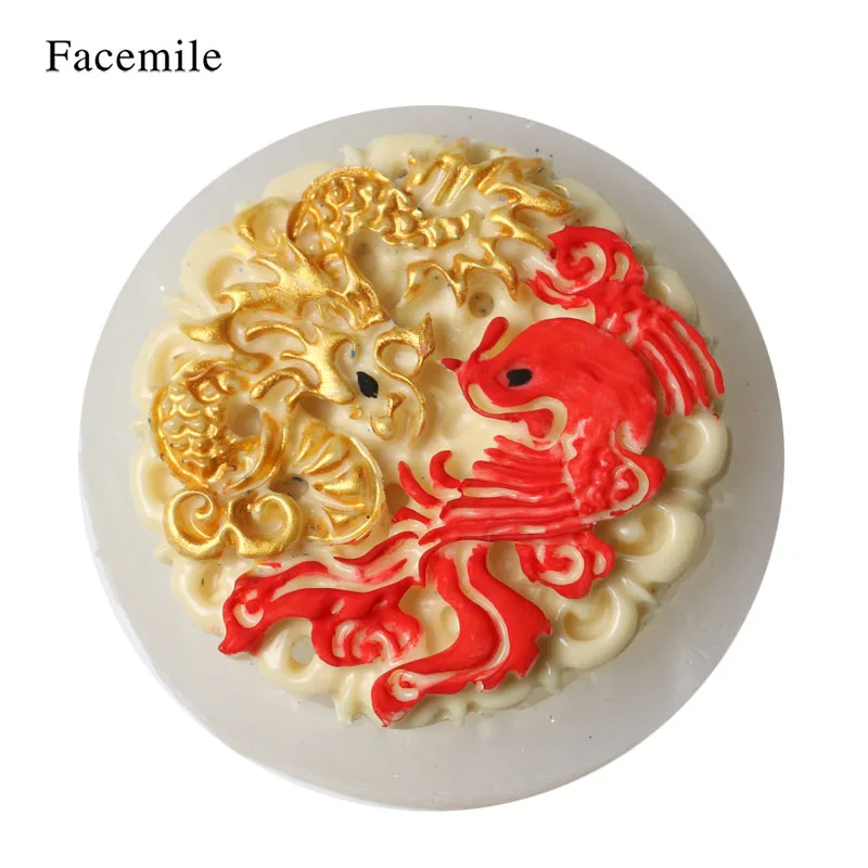 

Dragon Phoenix Jade Silicone Pendant Mold Jewelry Gumpaste Fondant Chocolate Sugarcraft Cupcake Topper Cake Decoration Tool
