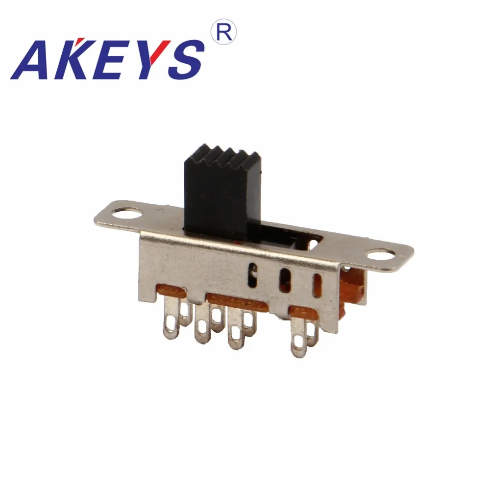 

30PCS SS-23E04 2P3T Double pole three throw 3 position slide switch 8 solder lug pin DIP type without fixed pin