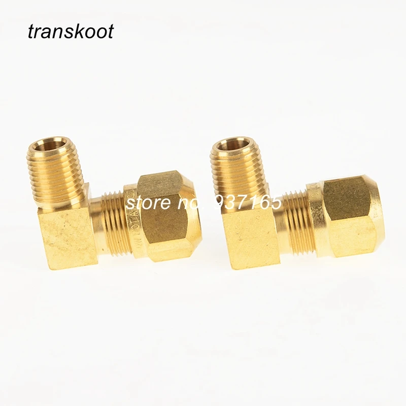 

1469 D.O.T Air Brake Tubing, Male Elbow to Male Pipe Thread, 1/4" Tube OD, 1/8" 1/4" 3/8" Male NPT 90 Degree Brass Male Elbow