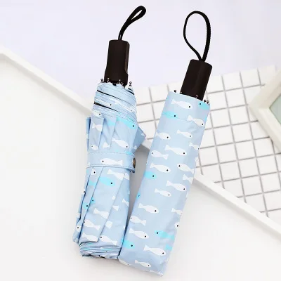 YADA Custom Ocean Fish Umbrella Creative Fold Anti-UV Sunny Rainy Umbrella Sunscreen Manual Waterproof Umbrella Parasol YS671