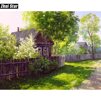 

zhui star diy oil painting by numbers landscape trees decorative canvas painting calligraphy coloring by number xsh