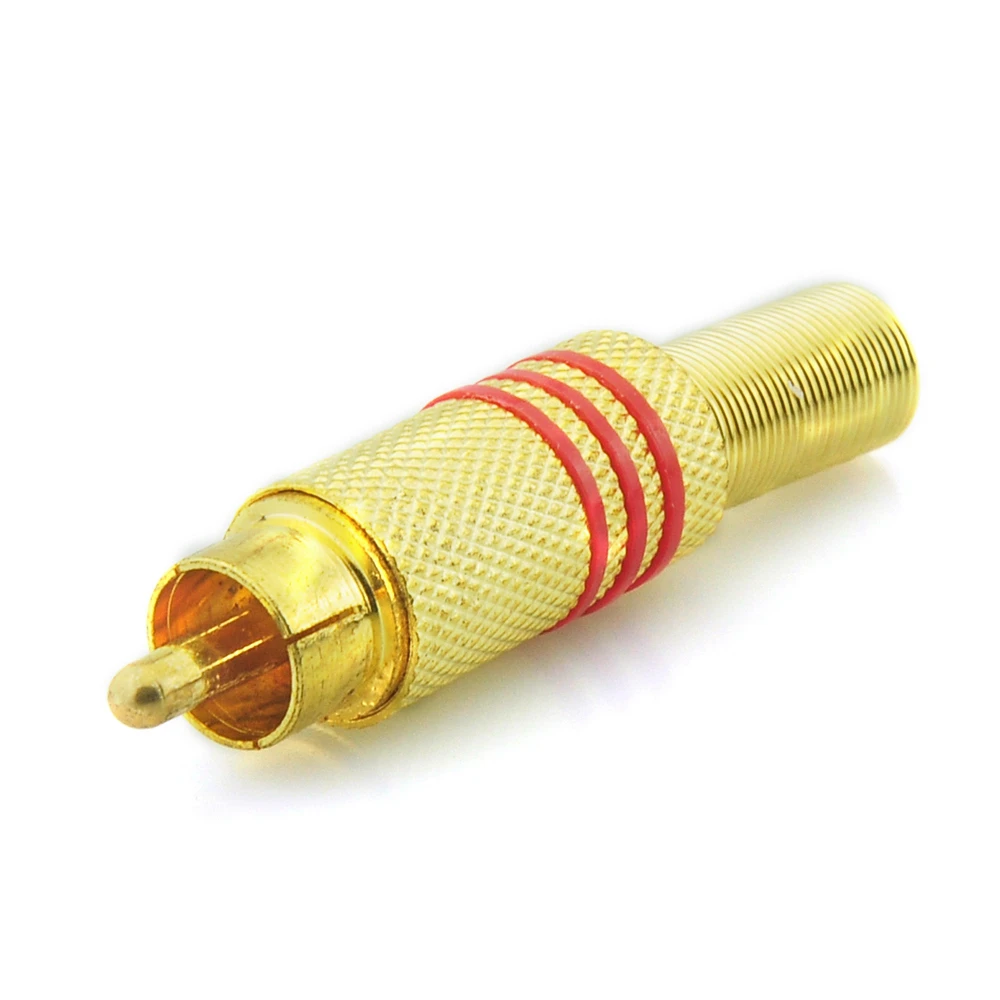 

solderless RCA Male Connector Gold Plated Audio Plug Adapter Coupler