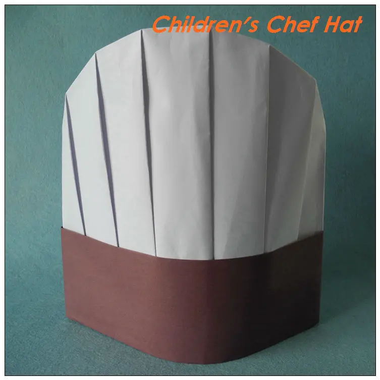 White+Brown red Paper Chef hat 23cm 9" Disposable Paper Chef Hat for KIDS chef cap Round Top