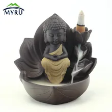 Дзен медитация цветок лотоса Курильница для благовоний горелка Творческий Монах Будда рабочего украшения