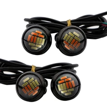4 Pcs 23mm LED Lâmpada Dupla Cor Branca/Âmbar 4014 12 SMD Eagle Eye 12 V Diodo Emissor de Luz motocicleta Car Styling DRL