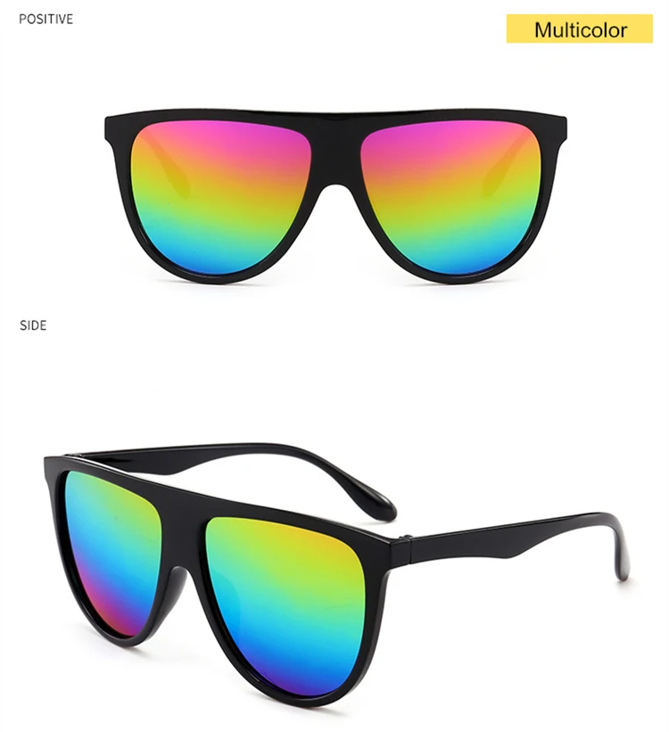 Multicolor Ким солнечные очки в стиле Кардашьян женские винтажные Ретро плоский верх тонкие тени солнцезащитные очки квадратный пилот Роскошные Дизайнерские Большие черные оттенки - Цвет линз: Multicolor