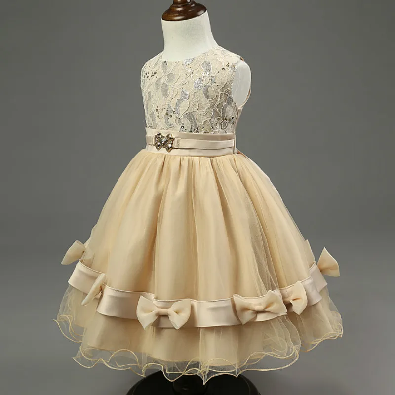 2017 New Design Girl Boutique Princess Dress Lace Bow Ball 