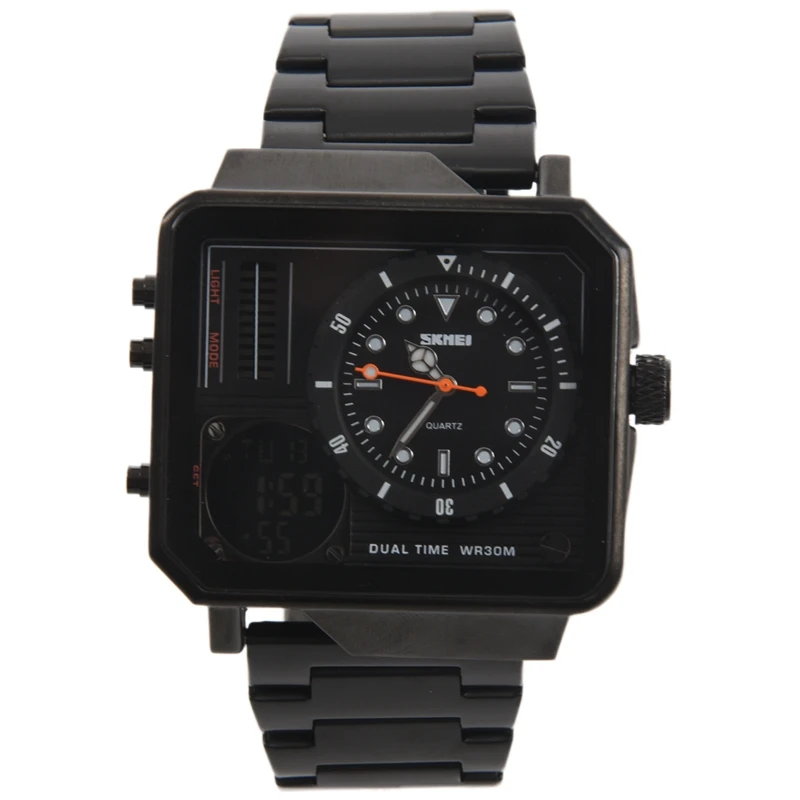 

SKMEi Men'S Digital Watch Stainless Steel Strap Date Display Luminous Sports Timing Large Dial Electronic Watch 1392
