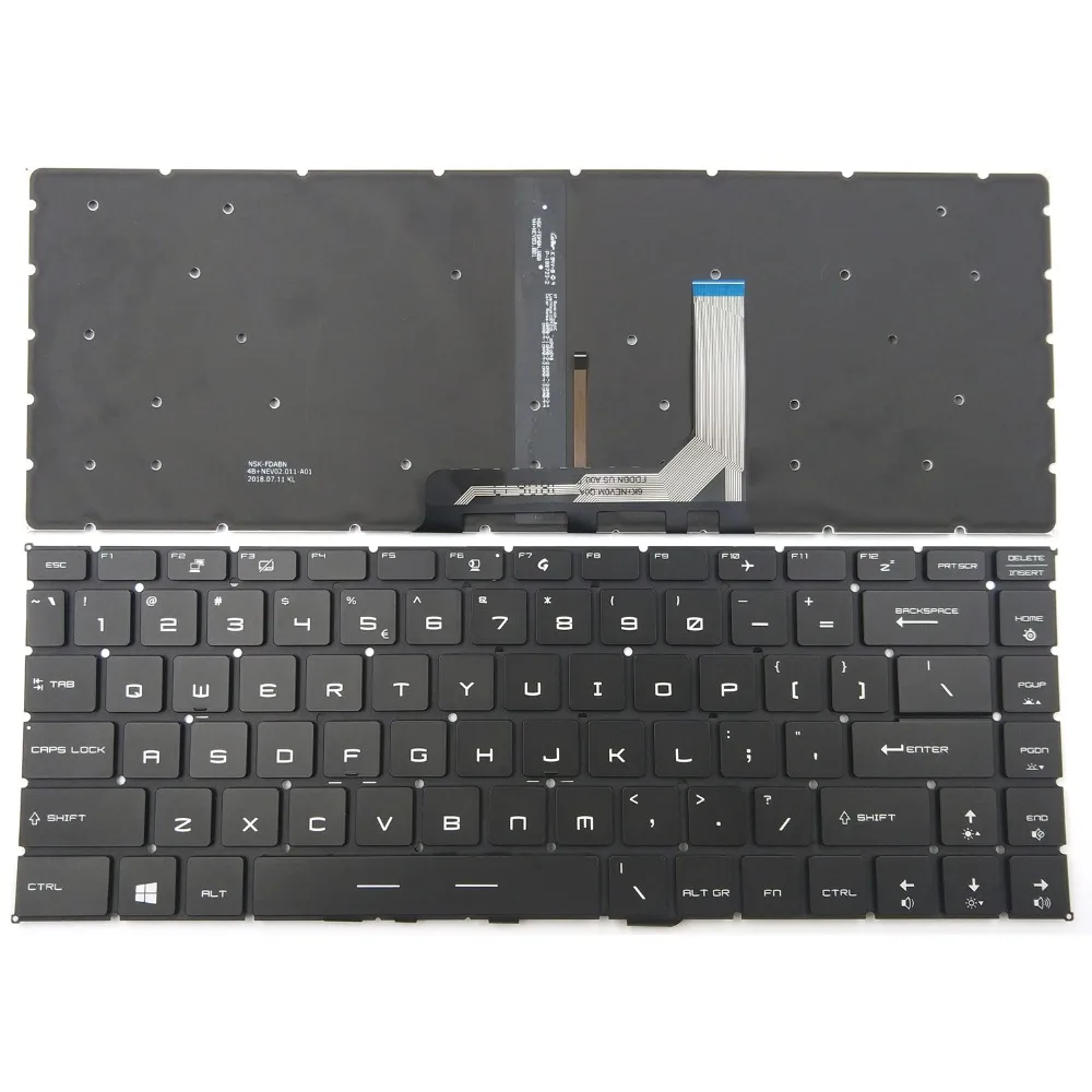 Клавиатура для ноутбука MSI GS65 Stealth 8SE 8SF 8SG тонкая 8RE 8RF GS65VR черная с подсветкой в США