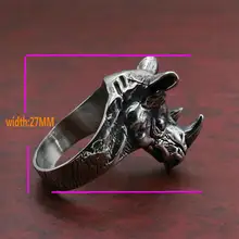 Rhinoceros head domineering animal ring Men's titanium steel animal ring Rhinoceros head ring