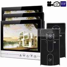 DIYSECUR 9inch Video Record/Photograph Video Door Phone Doorbell Waterproof HD RFID Camera Home Security Intercom System 2V3