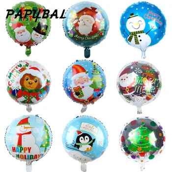 

50pcs 18inch Aluminum Foil Round Christmas Balloons Santa Snowman Tree Balloon New Year Party Decoration Children Toys Supplies
