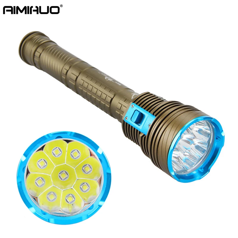 

AIMIHUO LED Flashlight 18000Lm CREE XM-L2 9LED Torch Underwater 100m Diving Flashlight Torch Lamp For Rechargeable 18650 Battery