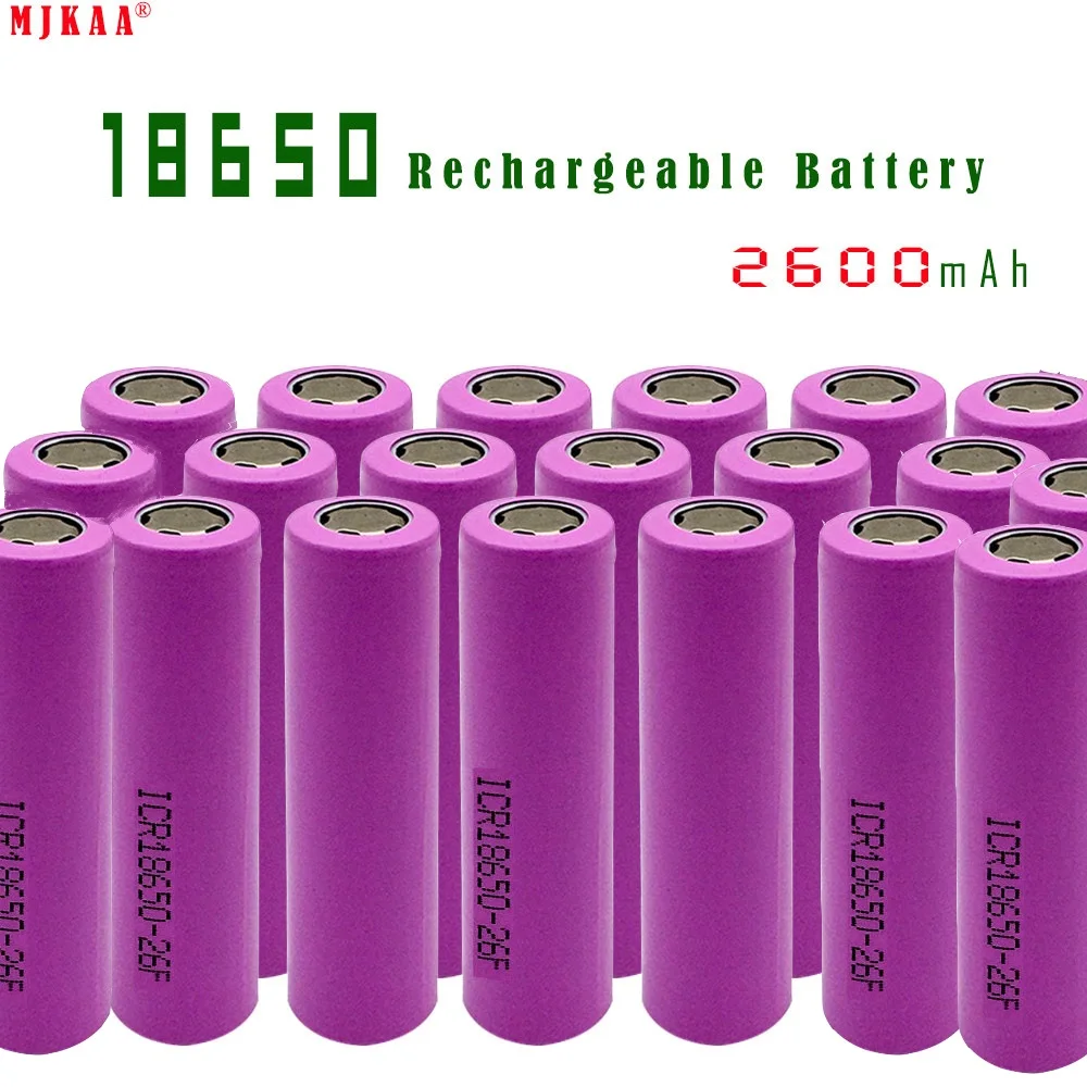 

High Quality Icr18650 Lithium 2600mah 3.7 V Li-ion Rechargeable Pkcell Flat Top Batteries For Toys Tools Fashlight