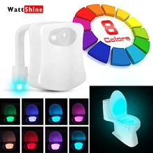 ห้องน้ำเซ็นเซอร์แสง8สีLEDแบตเตอรี่ดำเนินโคมไฟl amparasมนุษย์Motionเปิดใช้งานPIRอัตโนมัติRGB LEDห้องน้ำสัปหงก