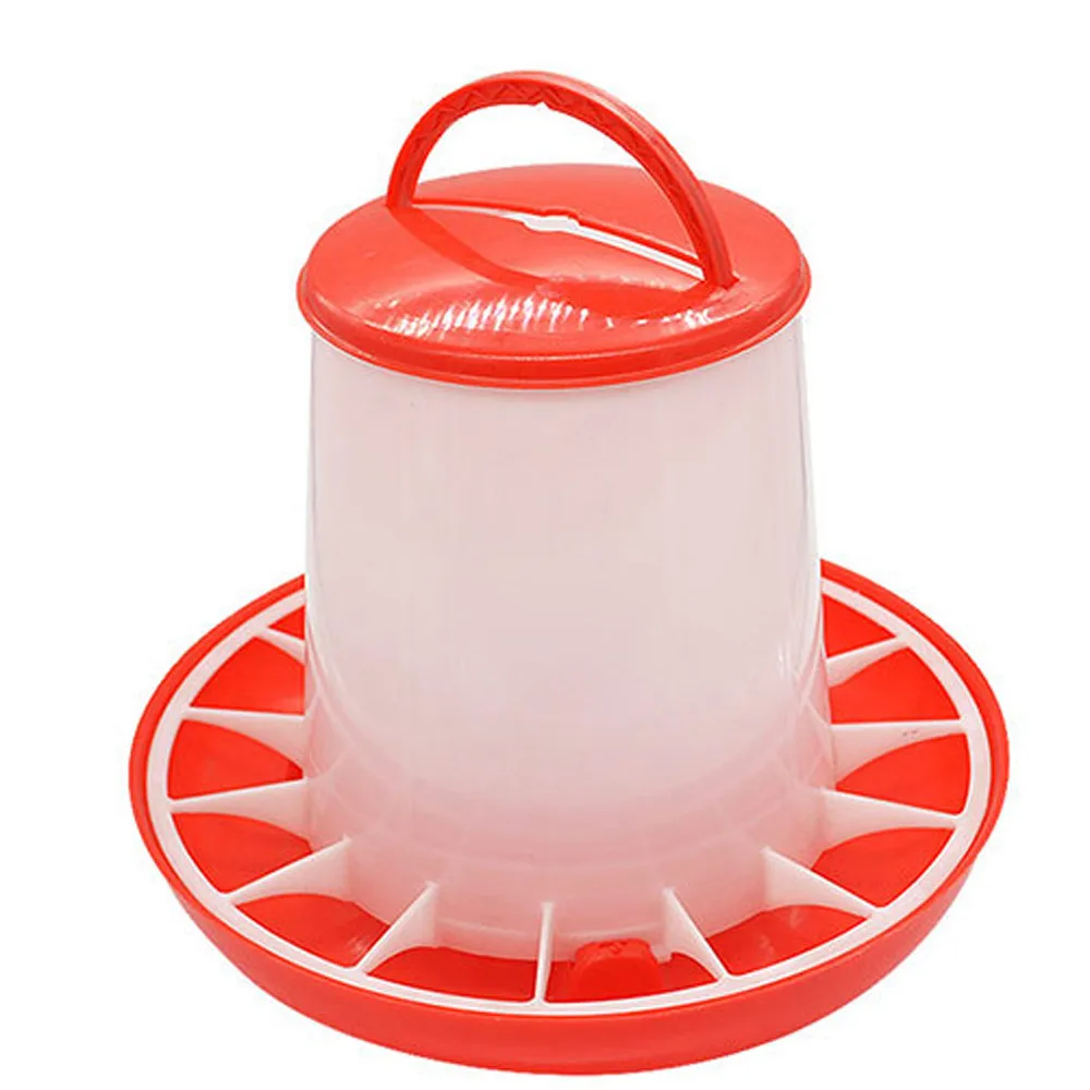 1.5kg Plastic Food Feeder Chicken Chick Hen Poultry Lid Handle Feeding Watering Supplies Feeding Tools Farm Animal Supplies 2.7