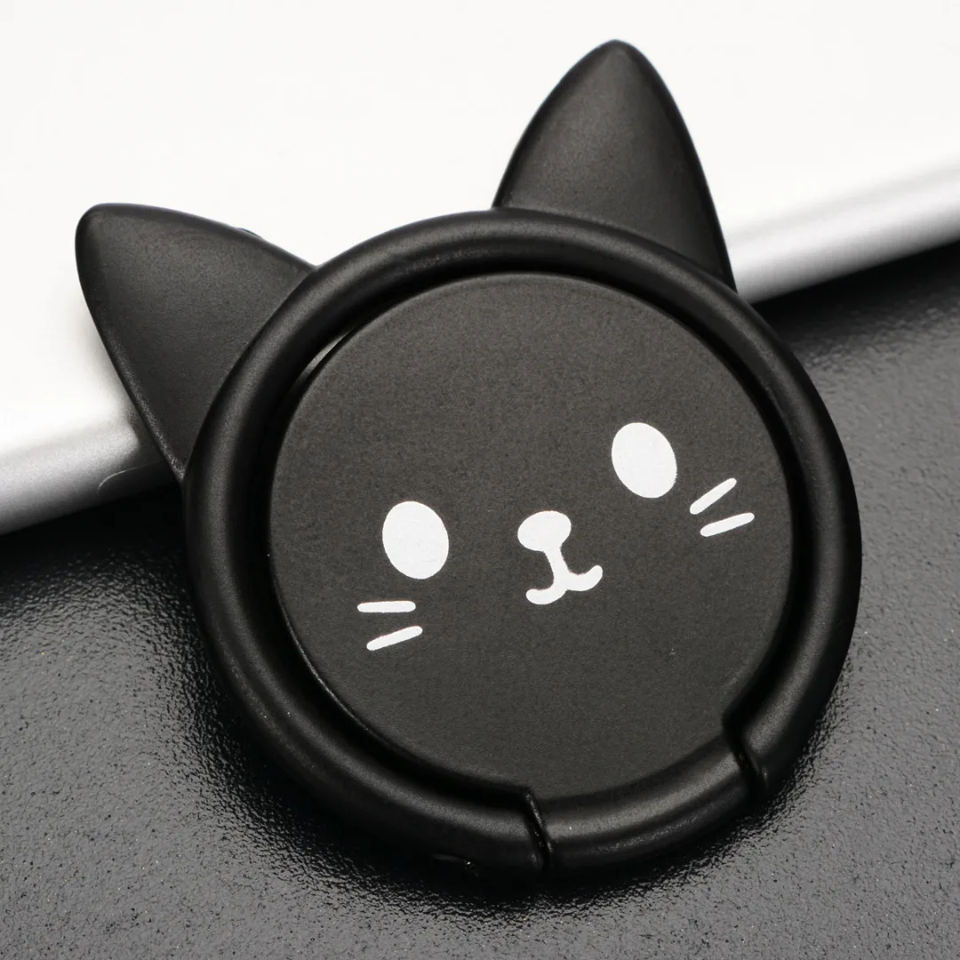 360 Degree Rotating Cute Cartoon Cat Finger Grip Ring Stand Holder for Mobile Cell Phone Finger Ring Smartphone Stand Holder