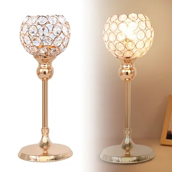 

Crystal Candle Holders Pillar Table Centerpiece for Wedding Dinner Decor Hogard