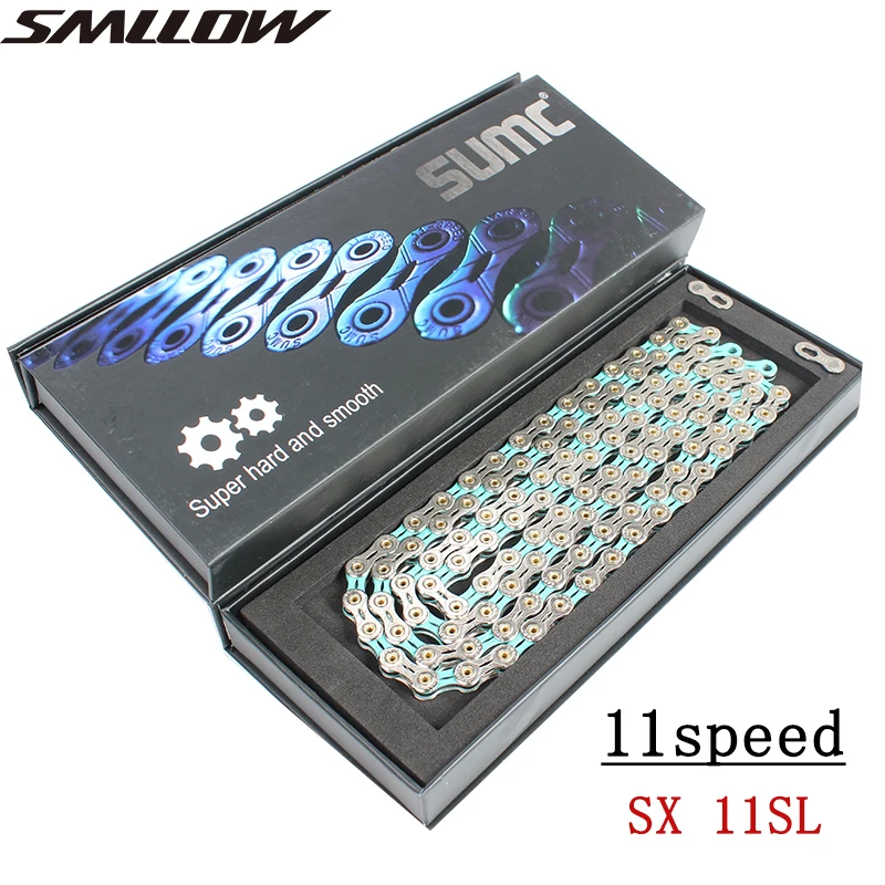 SUMC Bicycle chain hollow 11 speed 116 links SL Ultralight Chain Mountain bike and Road Bike Chains multicolor