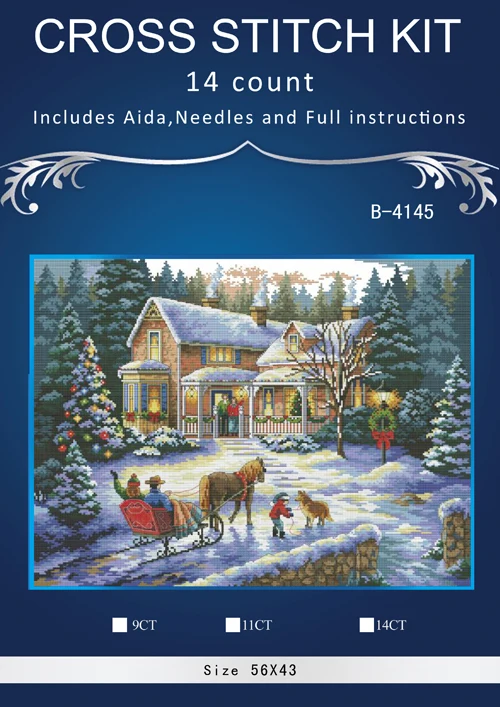 

Top Quality lovely counted cross stitch kit Coming Home for the Holidays christmas snow eve dimensions