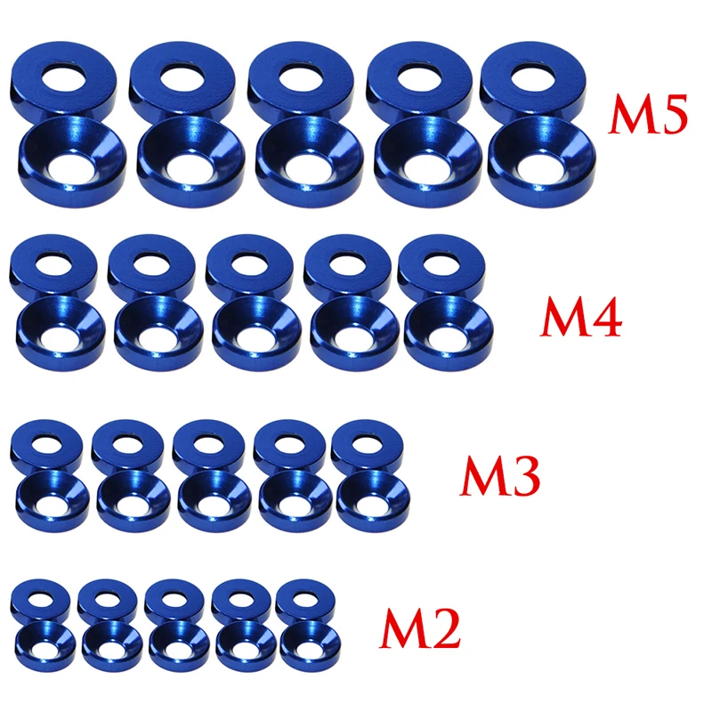 OOTDTY алюминиевый сплав M2/M3/M4/M5 анодированная потайная головка шайбы для болтов прокладка красный/Титан серый/золото/королевский синий/черный