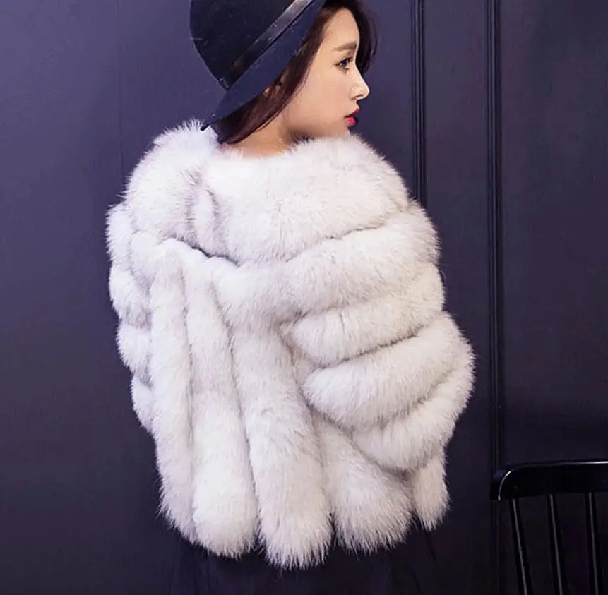 S-3XL размера плюс зимняя новая модная брендовая куртка из искусственного лисьего меха Женская Теплая стеганая Толстая Шуба из искусственного меха wj986